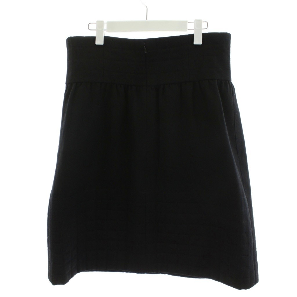 【Skirts】CHANEL Women's Knee-Length Flared Skirt Wool and Silk Size 44 Black thumbnail 2