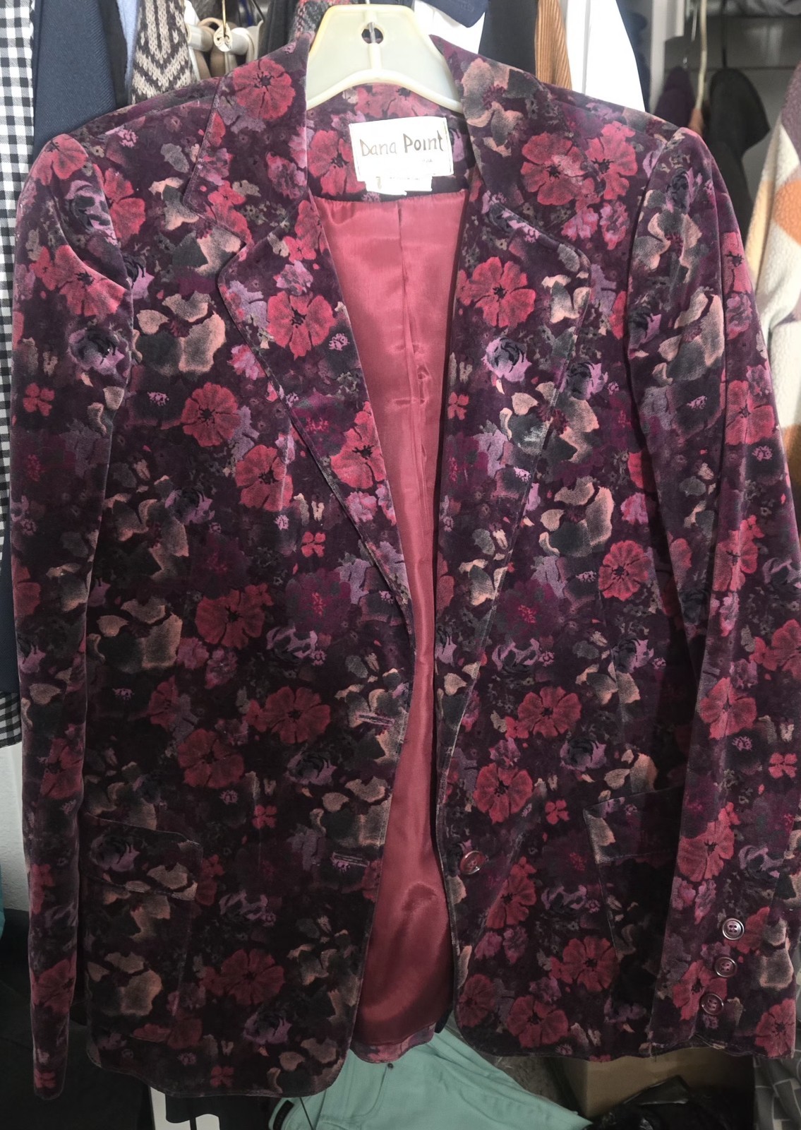 Vintage Dana Point Floral Velvet Blazer Jacket Size 8