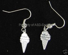 1pr S/S Plated Ice Cream Cone Earwire Earrings 6004
