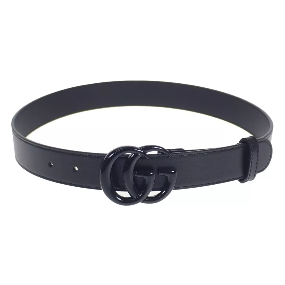 GUCCI GG Marmont ceinture mince cuir noir monochrome taille 75 TGIS