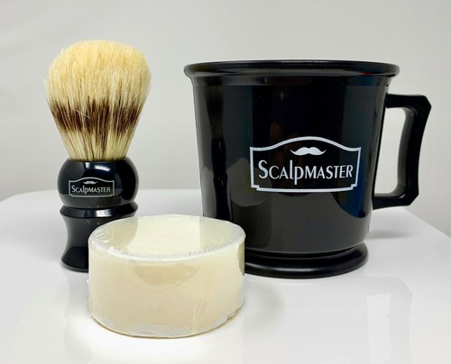Scalpmaster Shaving Set Shaving Mug Shave brush Shave Soap Gift for Men Black - Picture 3 of 6