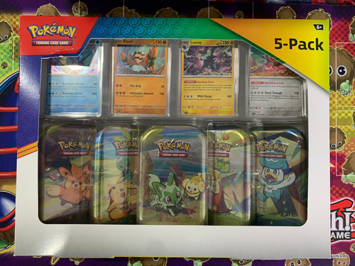 Pokemon Scarlet & Violet Paldea Friends 5 Pack Mini Tins  4 Promos Costco Sealed - Picture 1 of 3