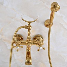 Bathroom Faucet Gold Solid Brass Bath Tap Hand Shower Mixer Tap 2na920