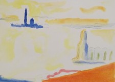 VIRGILIO GUIDI: 'Venezia' Litografia 70x50 Firmata, Numerata; Perfetta. STUPENDA