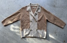 Vintage 60s Full Fashioned Brown Pure Wool Double-Breasted Italian Blazer Size 8