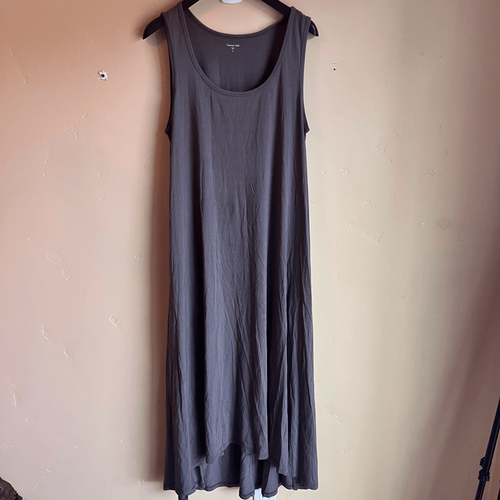 Garnet hill womens pima cotton high low brown midi dress pockets size