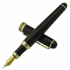 Duke D2-1 Black Gold Ring Gentlemanin Fountain Pen Medium Nib ClassicWriting Pen