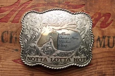 Vintage Silver Fill 10K Gold Olson Handmade Notta Lotta Hot Trophy Belt Buckle