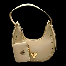 Valentino Orlandi Hobo Bag Taupe Gold Vegan Leather + Coin Purse NWT (MSRP $189)