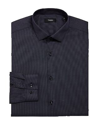 Theory Irving Black Multi Shade Flanella Standard Fit Shirt in
