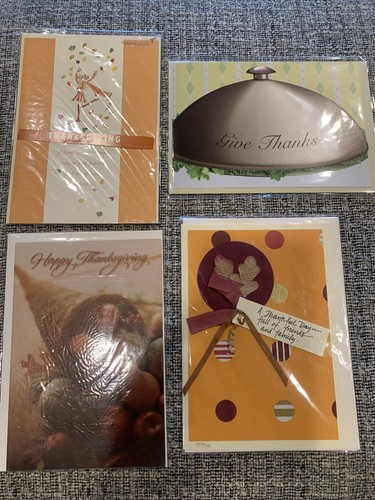 THANKSGIVING DAY Greeting Cards Lot of 4 Top Quality in Plastic Sleeve