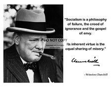 11X14 PHOTO - WINSTON CHURCHILL SOCIALISM QUOTE w/ FACSIMILE AUTOGRAPH (PQ-039)