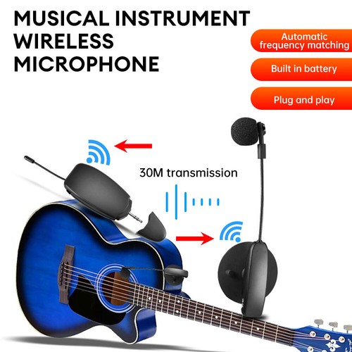 UHF Wireless Instrument Microphone for Violin Accordion Bass Guitar PiPa 30M - Picture 2 of 18