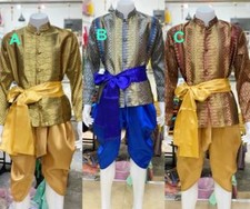 3 Pcs.Set of Thai Traditional Vintage Shirt  Pants shawl for Men