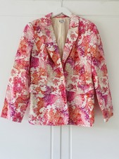 Pink Cream Floral Blazer Jacket 8 Smart Glam Summer Summer Holiday Party Chic