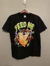 Vtg 1992 Taz Feed Me Looney Tunes T-Shirt Size L Warner Bros Single Stitch C238