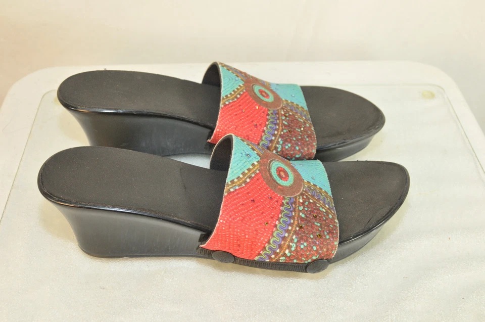 Zapatos de cuña para mujer talla 9 suela QC elegancia paso suave negro más 3 partes superiores Foto 4 de 4