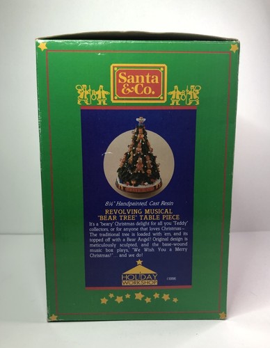 Santa & Co. Green Revolving Musical Bear Christmas Tree 1996 8-1/4" Works - Picture 4 of 8
