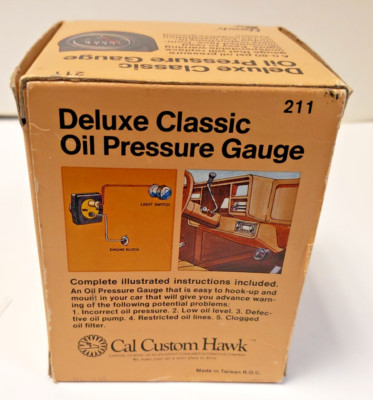 Cal Custom Hawk Deluxe Oil Pressure Gauge Kit NOS #211 Vintage Classic