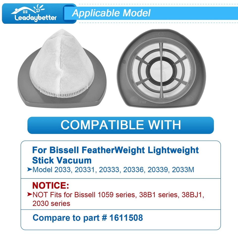 6 Pack 2033 Vacuum Filter for Bissell Featherweight Stick Lightweight