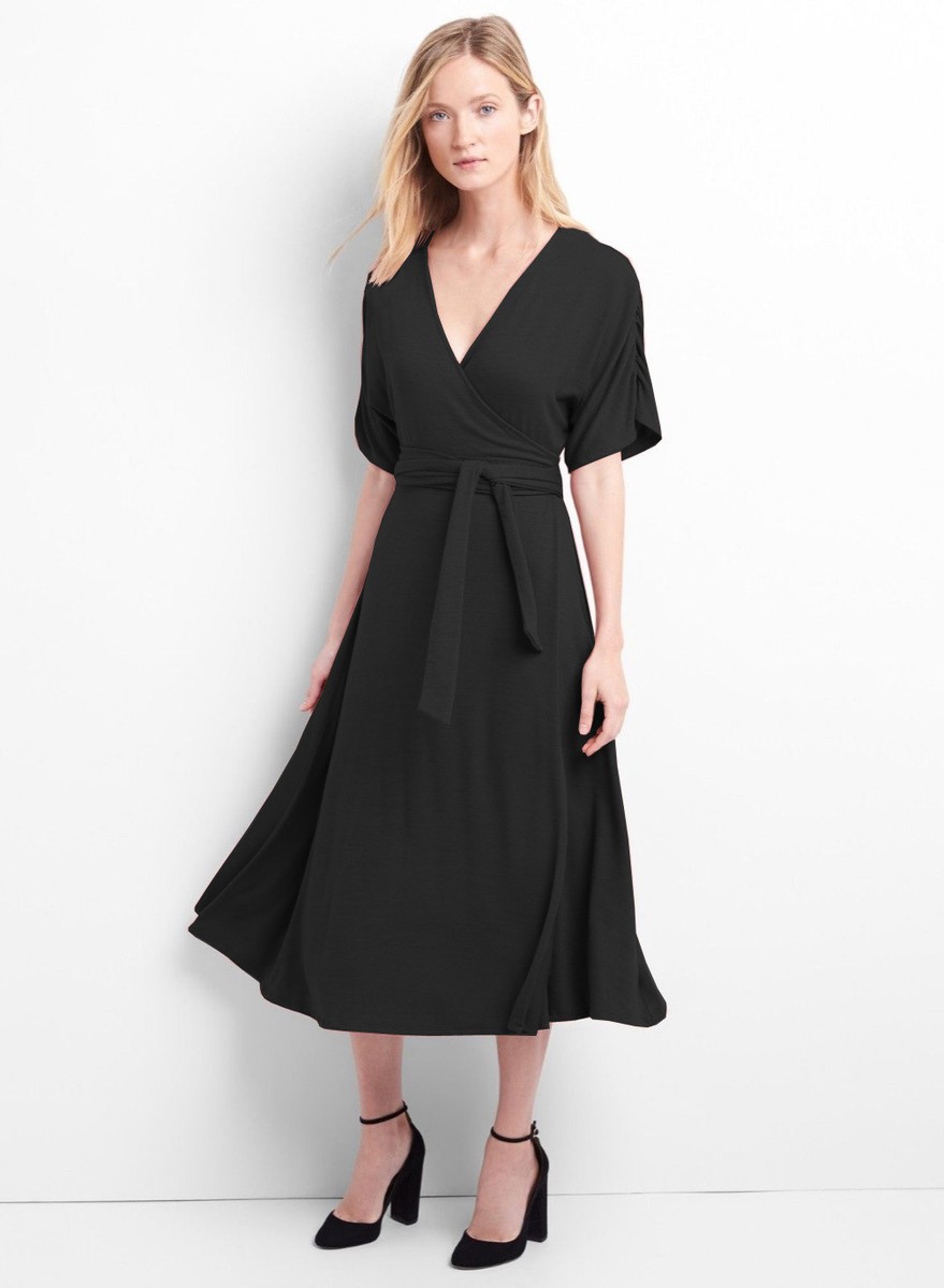 short sleeve wrap dress black PRETTY GAP WOMEN'S SUPERSOFT MIDI Sz XS This classic design features flower girl simple tulle Romantic Lace Top Chiffon Color:Light-Pink*