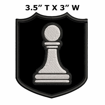 White Pawn Chess Piece Patch Embroidered Iron-on Classic Strategy Game Match