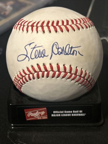 STEVE CARLTON HOF AUTOGRAPH SIGNED OFFICIAL RAWLINGS NATIONAL BASEBALL - Picture 1 of 3