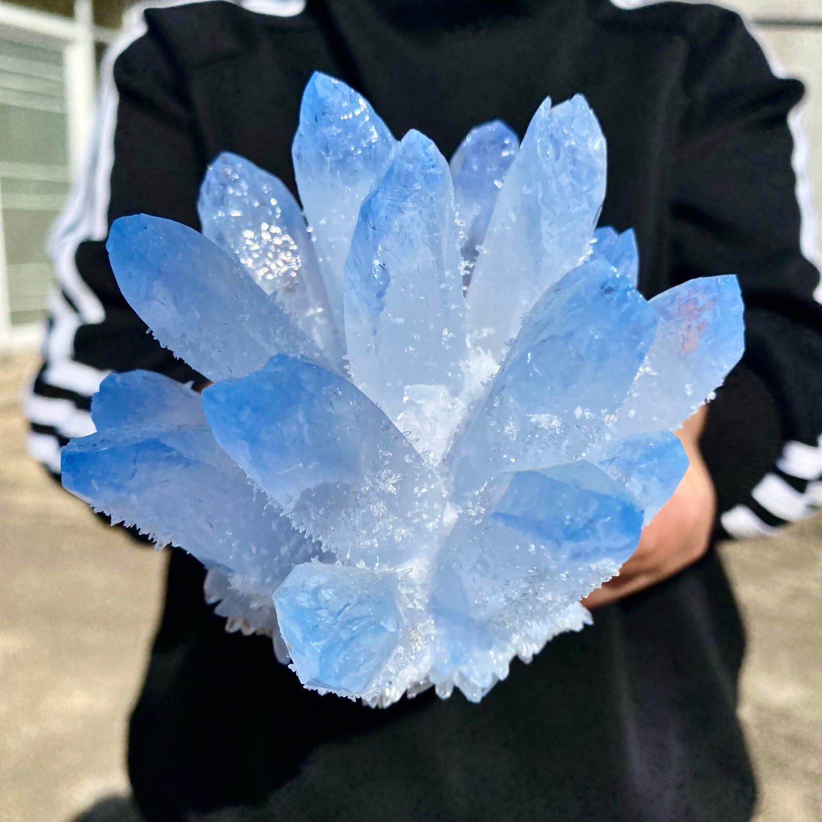 1.1LB Rare Blue Phantom Quartz Crystal Cluster Mineral Specimen