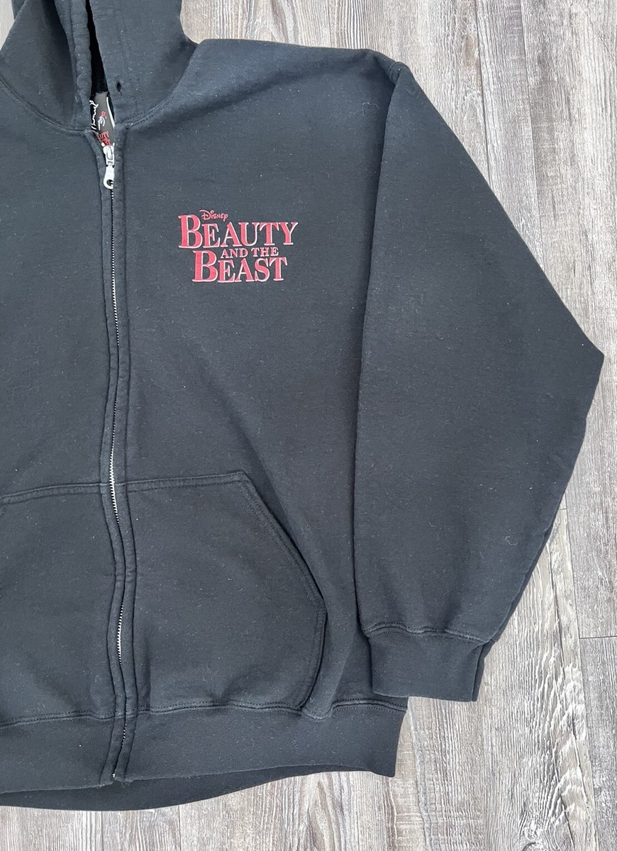 Disney Beauty and The Beast Mens Hoodie Full Zip Graphic Size L I2