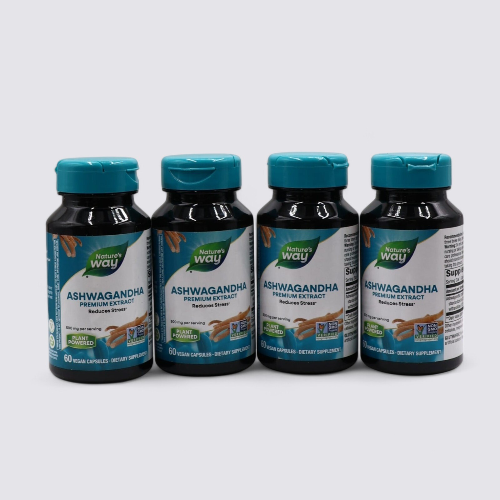 Nature's Way Ashwagandha Premium Extract Reduces Stress 60 Vegan Capsules 4-Pack