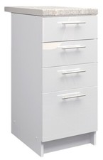 JD Greta Kitchen Base Drawer Unit Fixed Height 400mm – White Gloss With Worktop