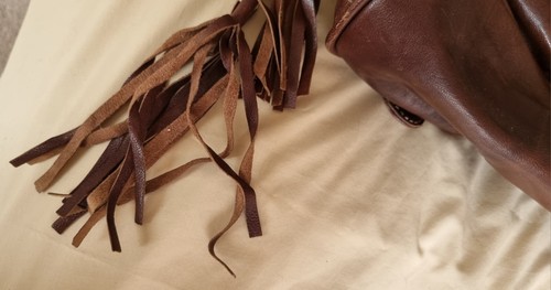 Large Brown Leather Bag with tassels from Next - Picture 5 of 9