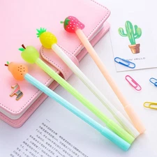 2Pcs Cute Fruits Gel Pen Ballpoint Black Ink Student School Stationery Gift