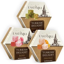 Eastanbul Natural Rose Flavored Turkish Delights Candy, Vegan Candy, 8.8oz