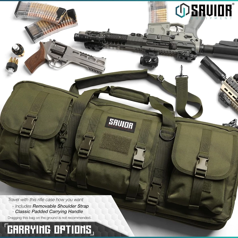 Spacious 36-Inch Olive Drab Tactical Case for Rifles & Pistols - 4 Compartments - Image 4 of 4