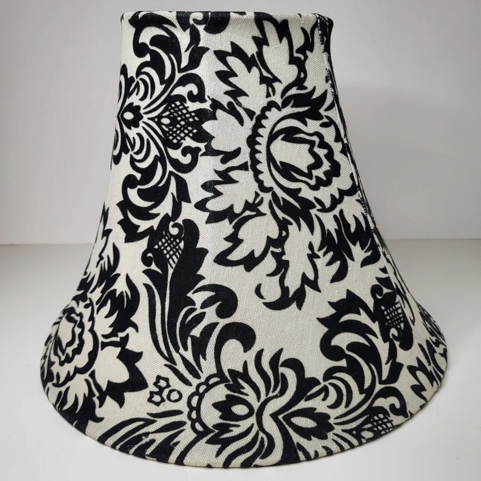 Dale Tiffany Lamp Shade Fabric Raised Velvet Black And White - Image 4 of 4