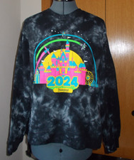 Authentic Disneyland Park Neon Adult M Black Tie Dye Tinkerbell Castle Sweatshit