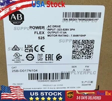 2022 NEW Sealed Allen-Bradley 25B-D017N104 PowerFlex 525 AC Drive 7.5kw/10HP 17A