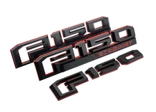 Set of 3 Fender & Rear Emblems Fits 2015-2020 F150 Eecboost Badge Red Black