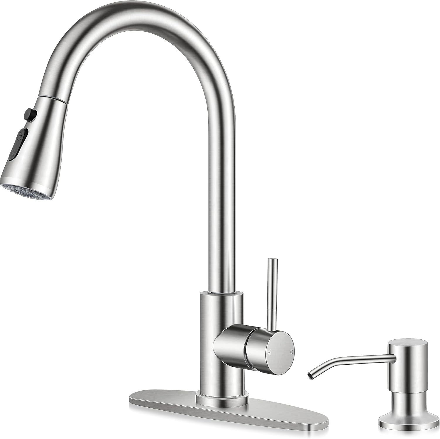 Kitchen Faucets with Pull Down Sprayer & Soap Dispenser, Brushed Nickel