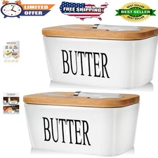 Elegant Set of 2 Ceramic Butter Dishes with Lid and Knife – Freshness Assured