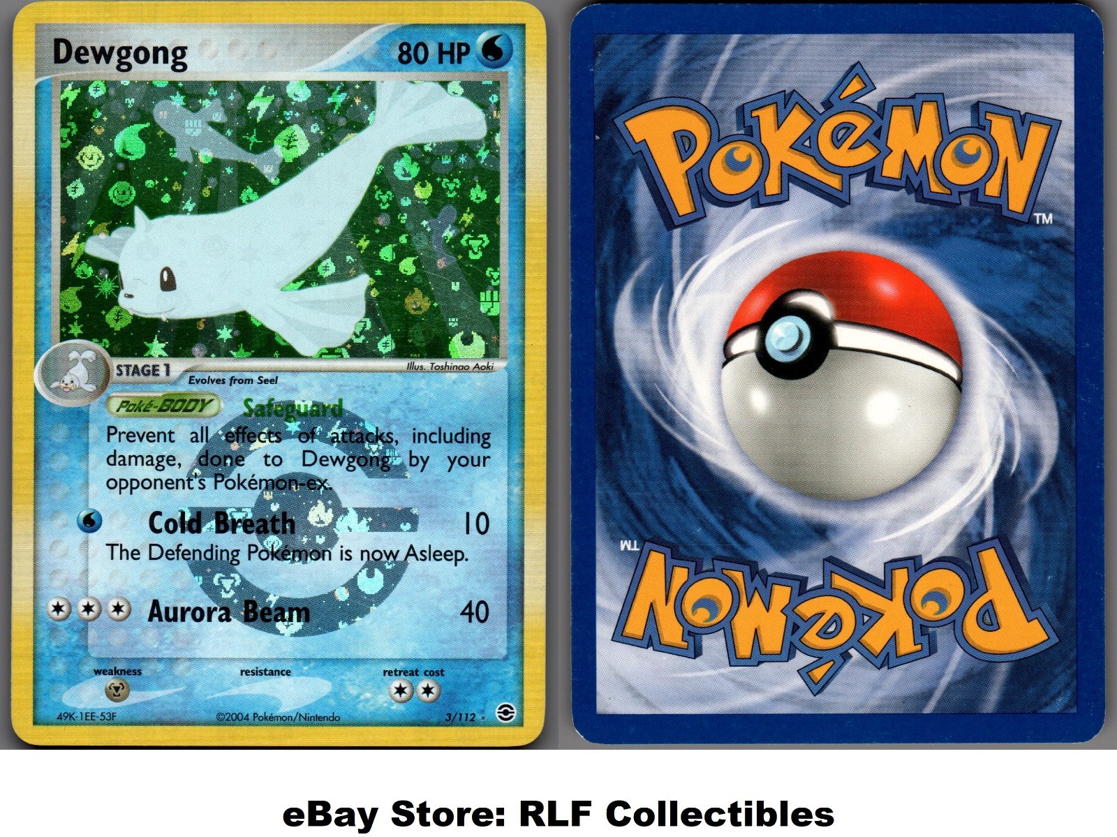 2004 Pokemon, EX Firered & Leafgreen, #3/112 Dewgong, Reverse Holo Rare