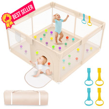 Playpen for Babies and Toddlers 50x50 inch - Baby Gate 50x50in, Apricot