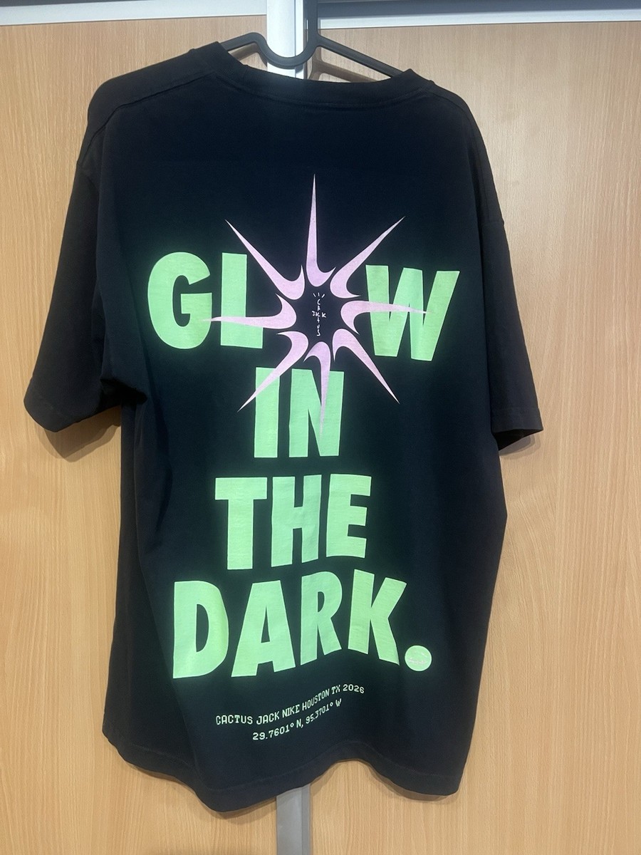 Cactus Jack Nike T-Rexx Glow In The Dark Tee T-Shirt Size Large Black  Travis New