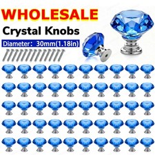 Lot Diamond Shape Crystal Glass Cabinet Knobs Drawer Kitchen Dresser Handle Pull