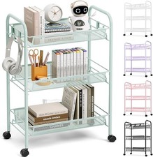3-Tier Metal Utility Rolling Cart Green Storage Organizer on Wheels