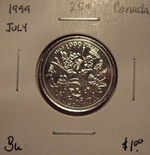 Canada Elizabeth II 1999 Millennium 25 Cents July - BU