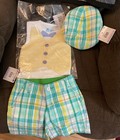 Ruffle Butts Rugged Boys 3 Pc Set Shorts Vest  Newsboys Hat Sz 18 24m Church New — photo 9