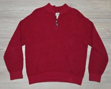 LL Bean 1/4 Zip Cable Knit Sweater Red Mens Large L.L. Bean Cashmere Blend