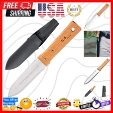Versatile Hori Weeding & Digging Knife - 7.25" Blade with Wood Handle & Sheath